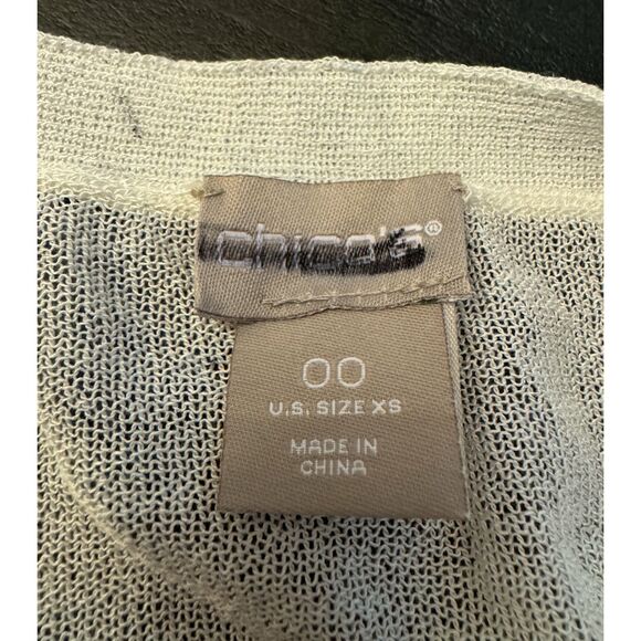 Chico's Lightweight Gathered Ruched Tie Sleeves Open Cardigan - Sz 00 (XS) - Picture 9 of 11